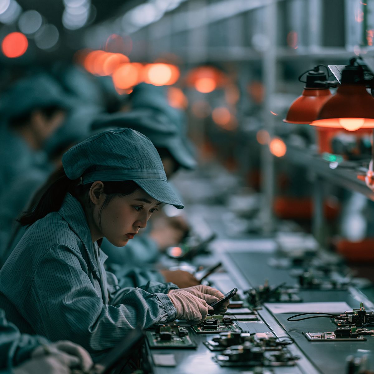 Línea de producción en una fábrica
